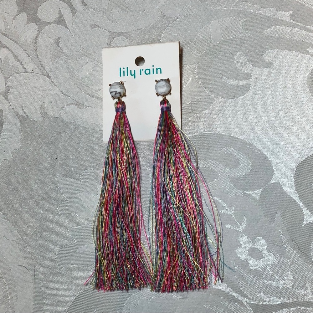 Colorful Tassel Pierced Lily Rain Earrings